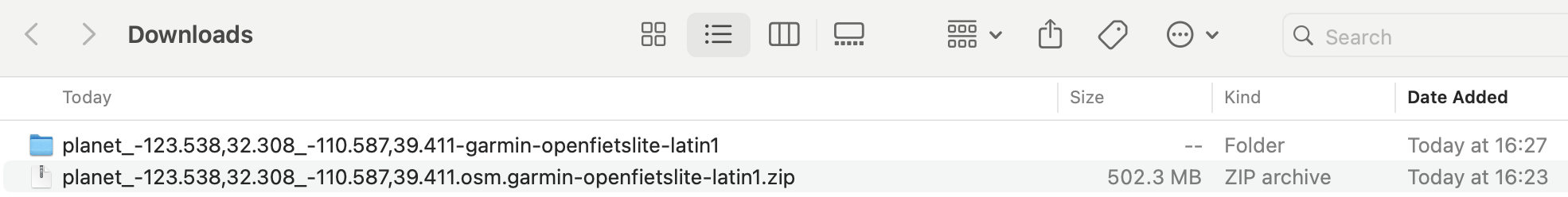 Double-clicking on the .zip file gives the folder with the same name, where the maps are located.