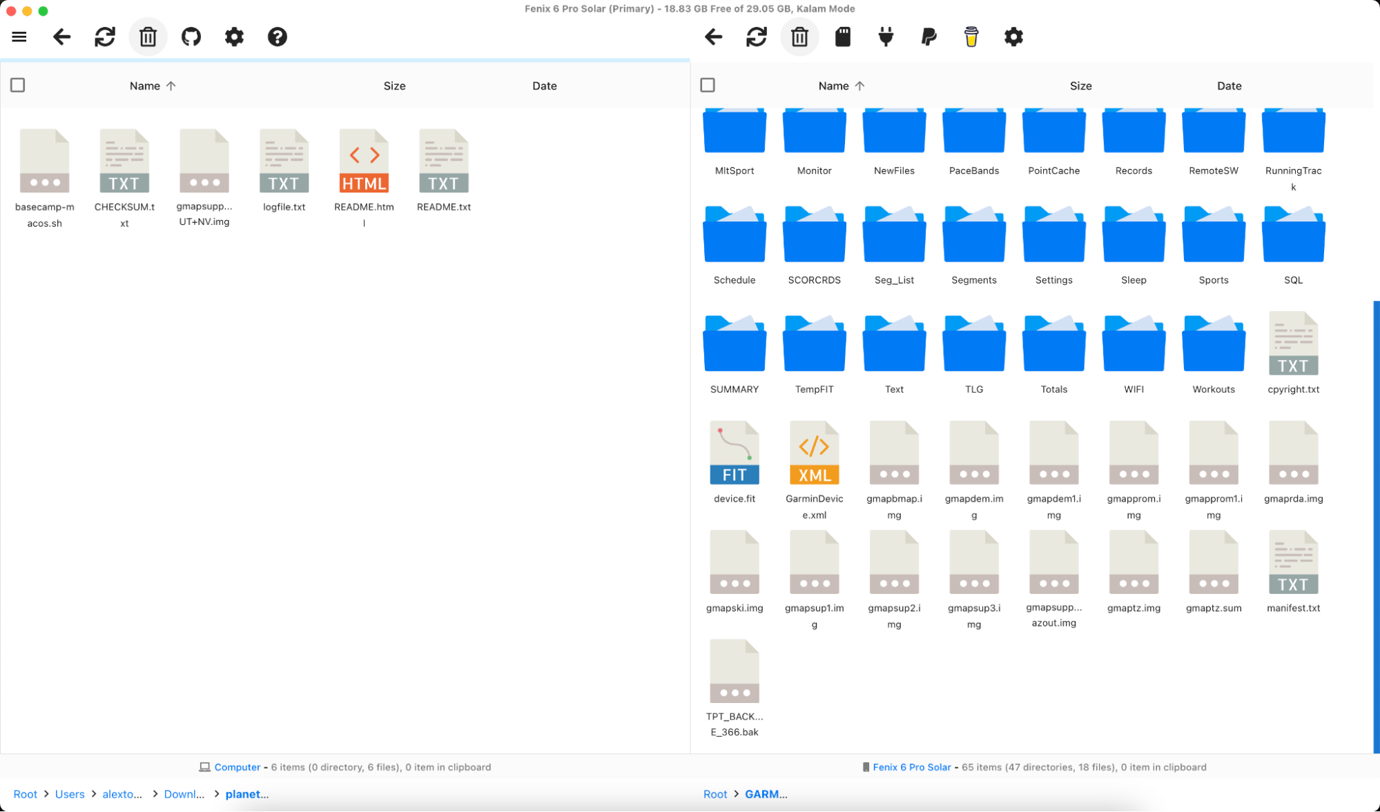UI of OpenMTP. You can see the pre-existing map images on the RHS, already stored on the device.